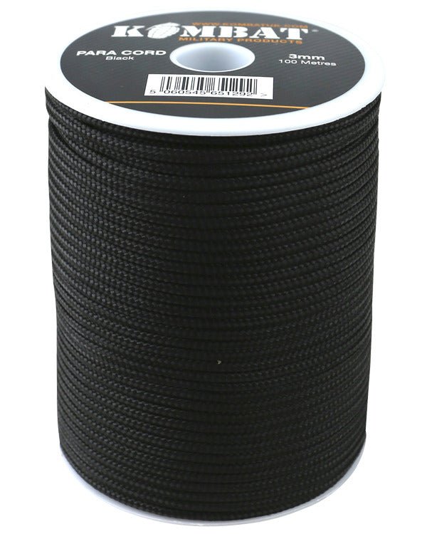 3mm - 100m Black Paracord
