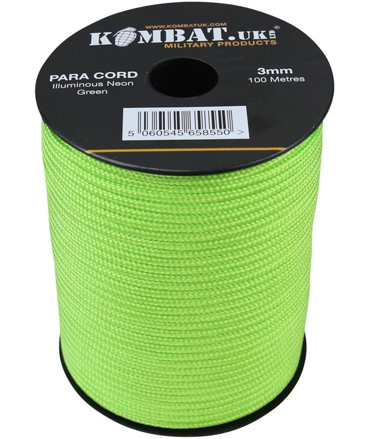 3mm - 100m Neon Green Paracord