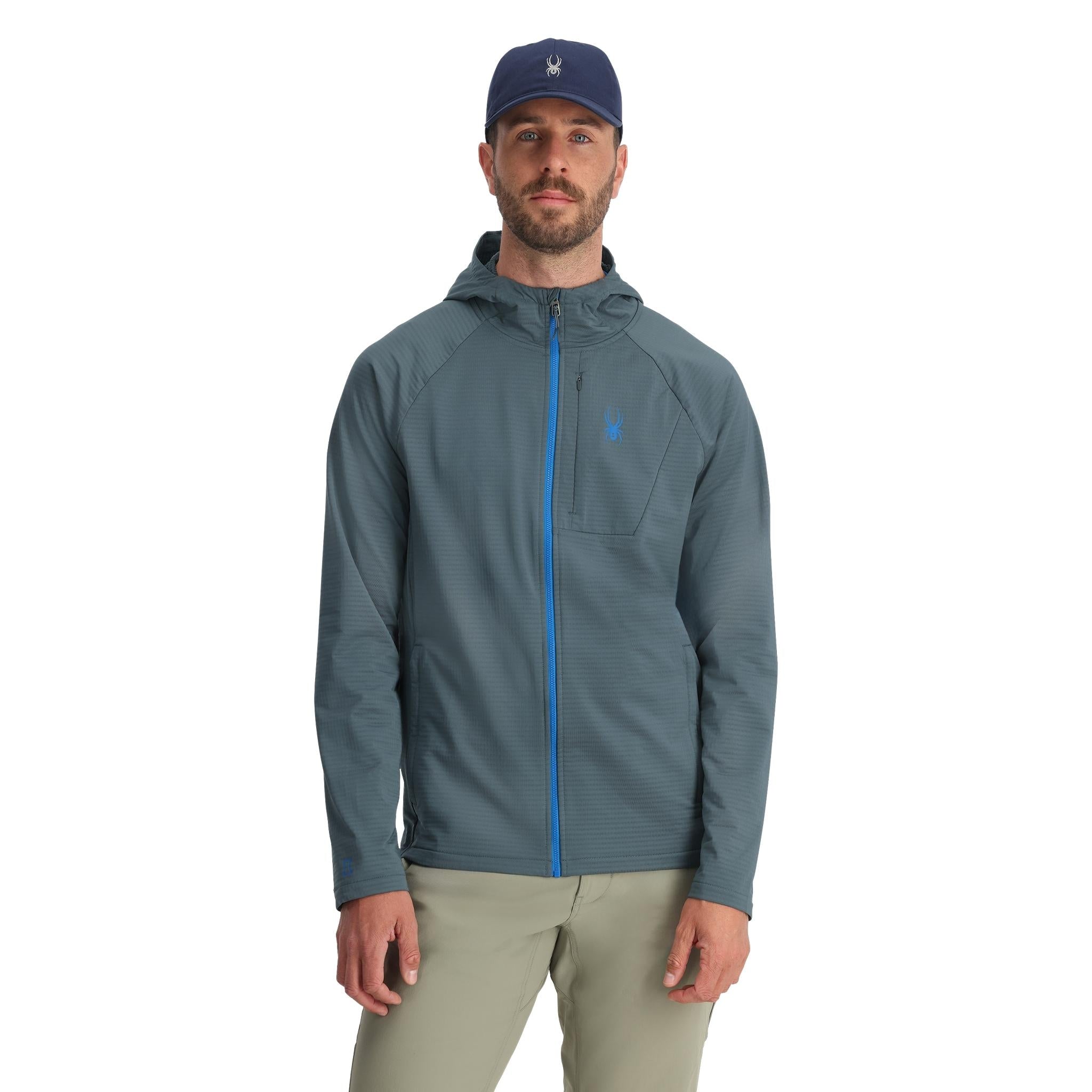 Mens Gridweb Hoodie - Slate Blue